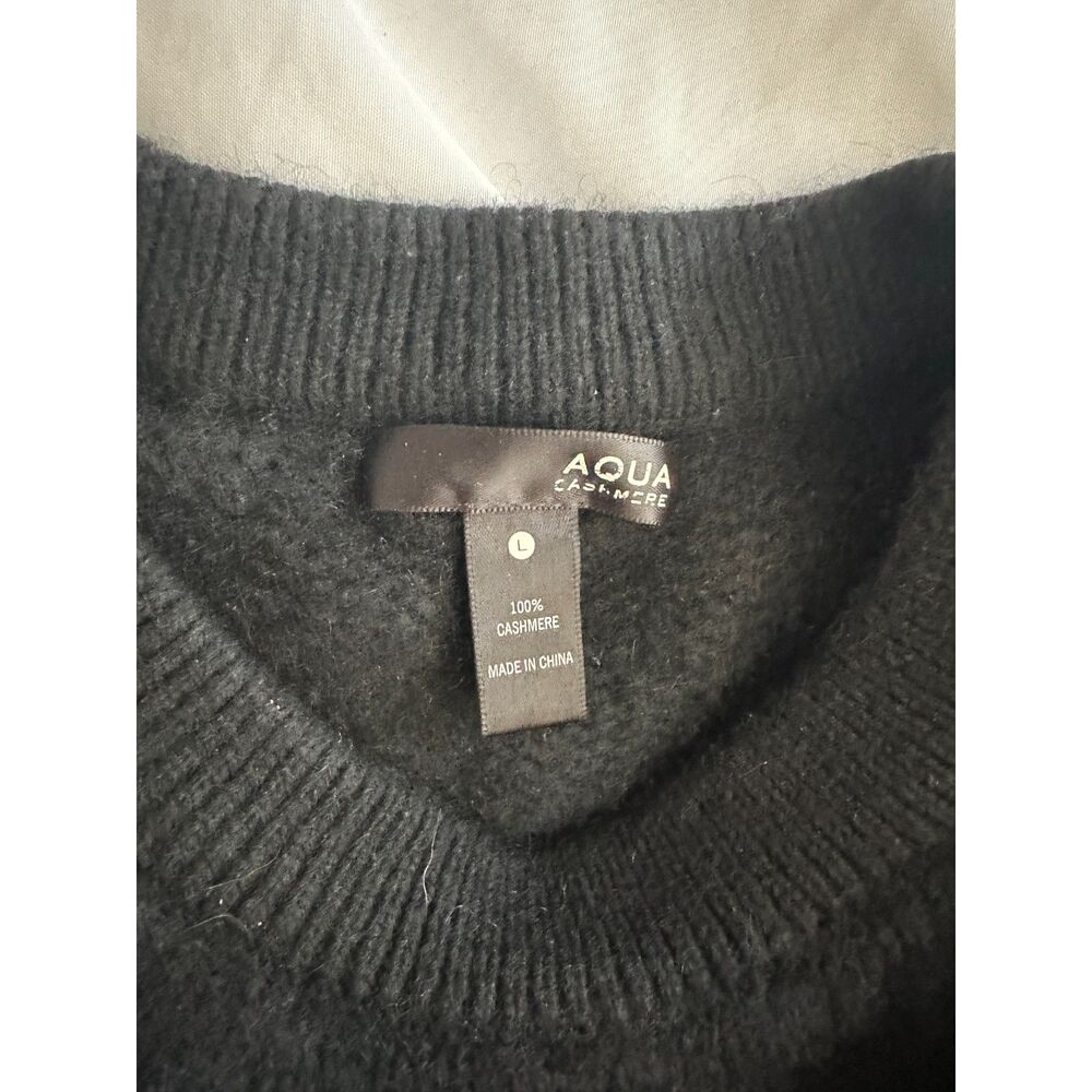 Aqua Cashmere 100% Cashmere Stripe Sweater Black White Women's L - Picture 6 of 6